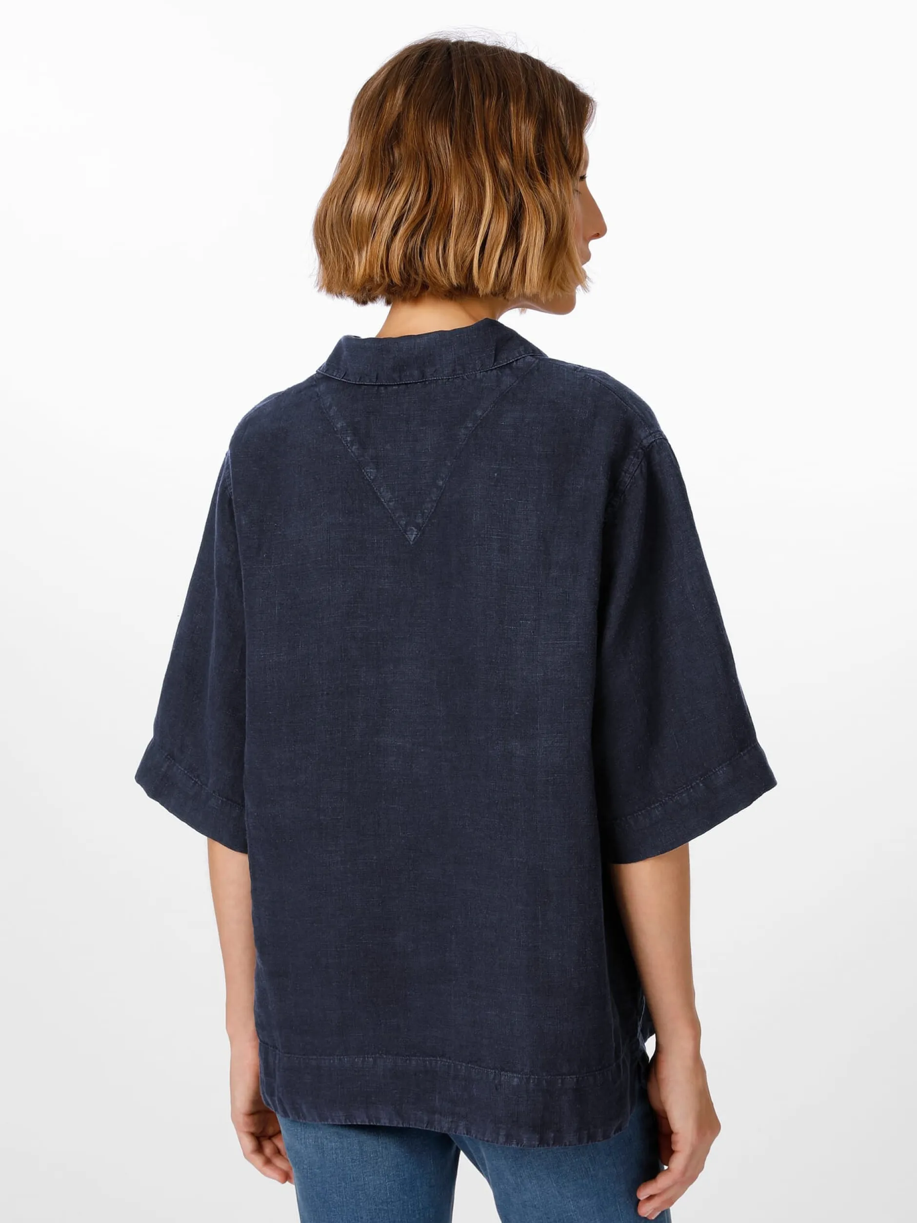 Armor lux Damen-Leinenschlupfbluse Dunkelblau Outlet