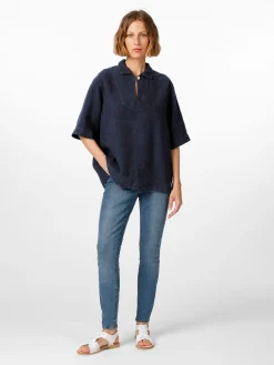 Armor lux Damen-Leinenschlupfbluse Dunkelblau Outlet