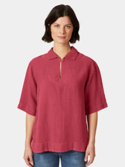 Armor lux Damen-Leinenschlupfbluse Rot Outlet