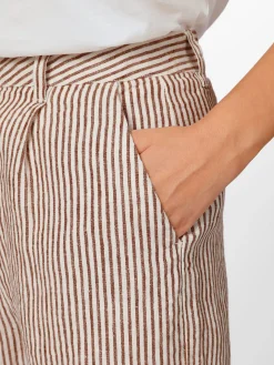 Knowledge Cotton Apparel Damen-Leinenshorts gestreift Online