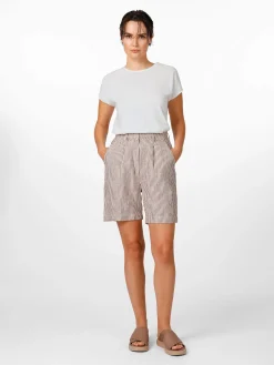 Knowledge Cotton Apparel Damen-Leinenshorts gestreift Online