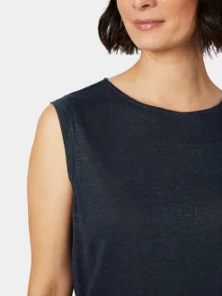 Knowledge Cotton Apparel Damen-Leinentop Dunkelblau Sale