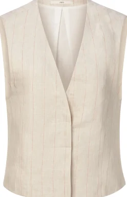 LANIUS Damen-Leinenweste Streifen