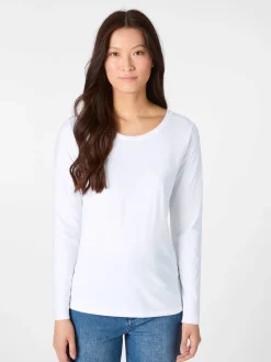 LANIUS Damen-Longsleeve Rundhals Weiß New