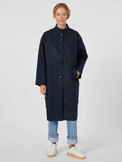 LangerChen Damenmantel Leinen Dunkelblau Best
