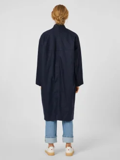 LangerChen Damenmantel Leinen Dunkelblau Best
