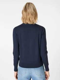 Knowledge Cotton Apparel Damenpullover Merinowolle Dunkelblau