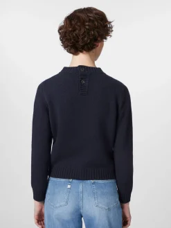 Maglificio GRP Damenpullover mit Knopfleiste Dunkelblau Clearance