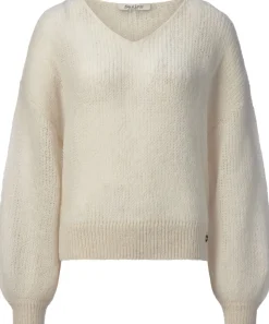 Alma ＆ Lovis Damenpullover V-Ausschnitt Naturweiß