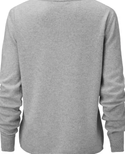 Merz b. Schwanen Damenpullover V-Ausschnitt Hellgrau Clearance