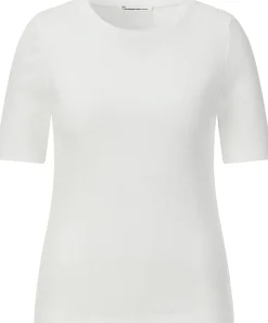 Knowledge Cotton Apparel Damen-Rippenshirt Weiß Best