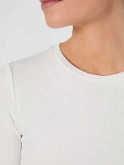 Knowledge Cotton Apparel Damen-Rippenshirt Weiß Best