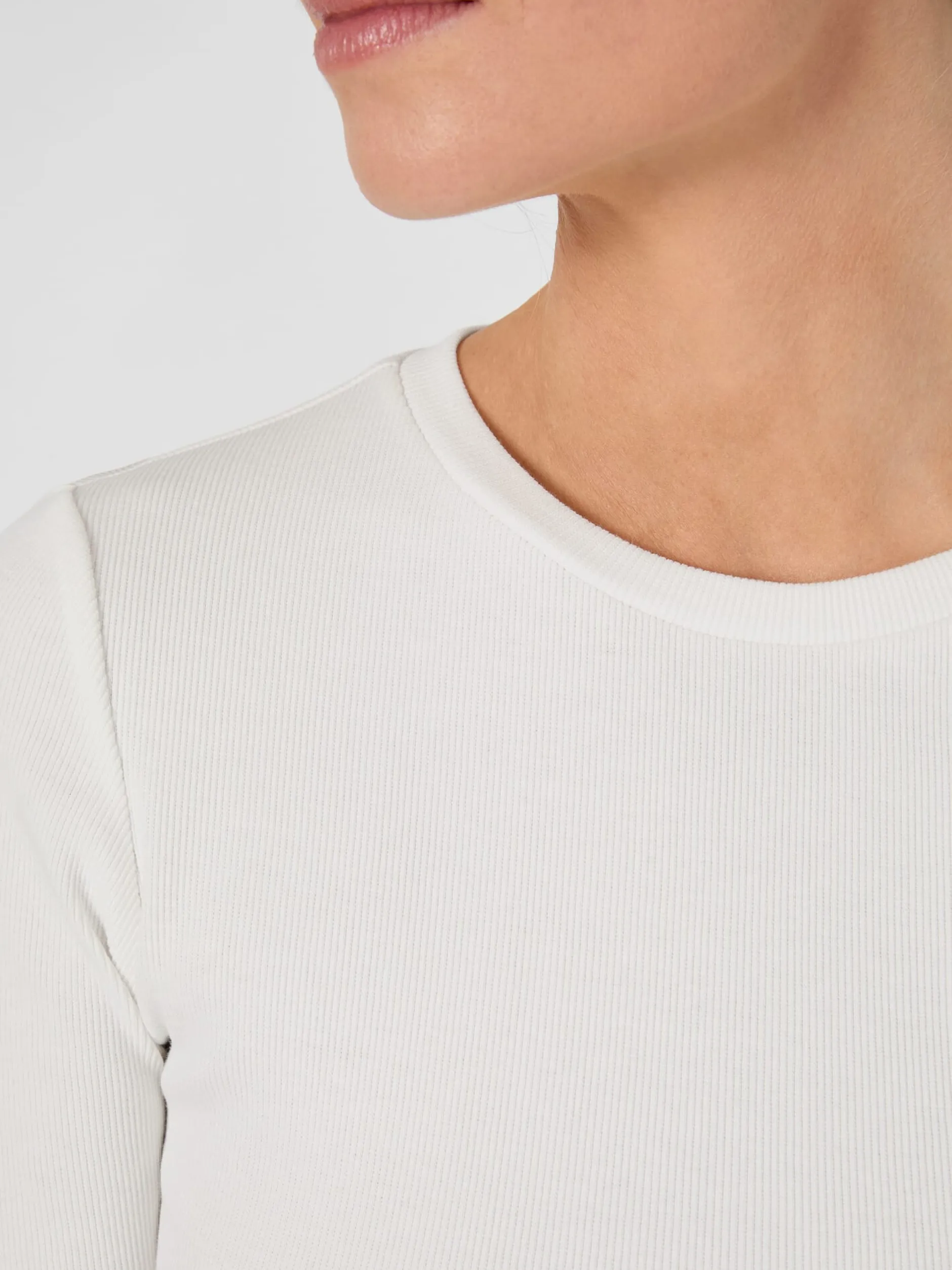 Knowledge Cotton Apparel Damen-Rippenshirt Weiß Best