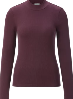 Knowledge Cotton Apparel Damen-Rippenshirt Langarm Weinrot New