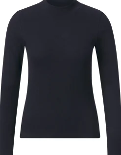 Knowledge Cotton Apparel Damen-Rippenshirt Langarm Dunkelblau Online