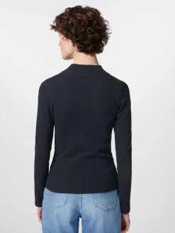 Knowledge Cotton Apparel Damen-Rippenshirt Langarm Dunkelblau Online