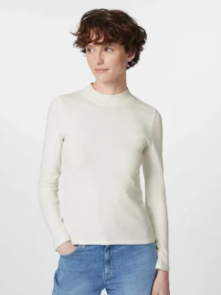 Knowledge Cotton Apparel Damen-Rippenshirt Langarm Weiß New