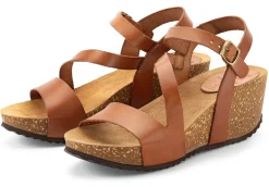 Grand Step Shoes Damensandale Keilabsatz Cognac Hot