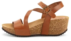 Grand Step Shoes Damensandale Keilabsatz Cognac Hot