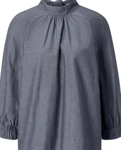 Christiane Strobel Damen-Schlupfbluse Chambray Mittelblau Clearance