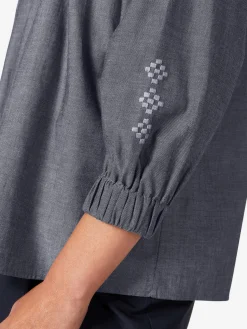 Christiane Strobel Damen-Schlupfbluse Chambray Mittelblau Clearance