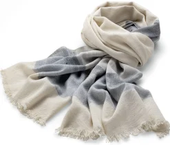 Christiane Strobel Damen-Schultertuch gestreift, Creme-Blau Online