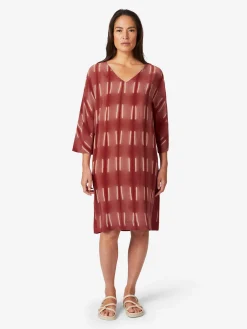 LANIUS Damen-Seidenkleid gemustert Mattrot Clearance