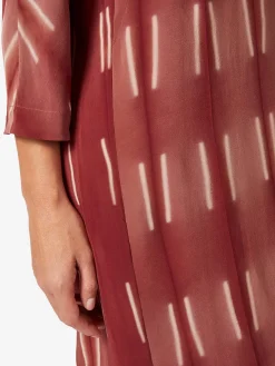 LANIUS Damen-Seidenkleid gemustert Mattrot Clearance