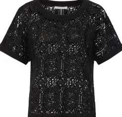 Alma ＆ Lovis Damenshirt Lochmuster Schwarz Discount