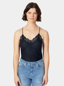 LANIUS Damen-Spitzentop Dunkelblau Clearance