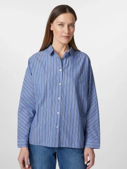 LANIUS Damen-Streifenhemd Mittelblau Best