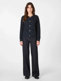 Les Racines du Ciel Damen-Strickjacke Alpaka Dunkelblau