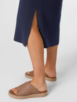 LANIUS Damen-Strickkleid V-Ausschnitt Dunkelblau Discount