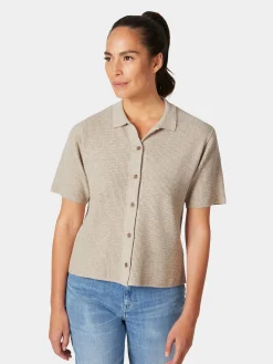 Rifò Damen-Strickpolo geknöpft Natur Sale