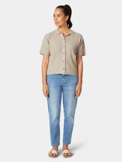 Rifò Damen-Strickpolo geknöpft Natur Sale