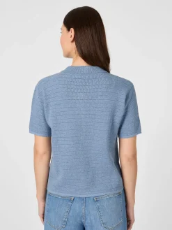 Rifò Damen-Strickpolo geknöpft Hellblau