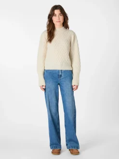 LANIUS Damen-Strickpullover Alpaka Naturweiß Best