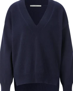 LANIUS Damen-Strickpullover V-Ausschnitt Navy Online