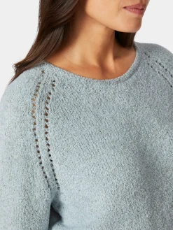 Seldom Damen-Strickshirt Halbarm Hellblau