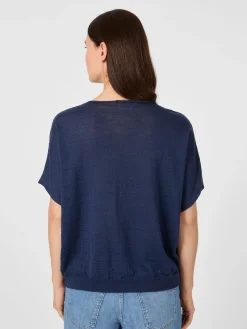 Les Racines du Ciel Damen-Strickshirt V-Ausschnitt Navy Online