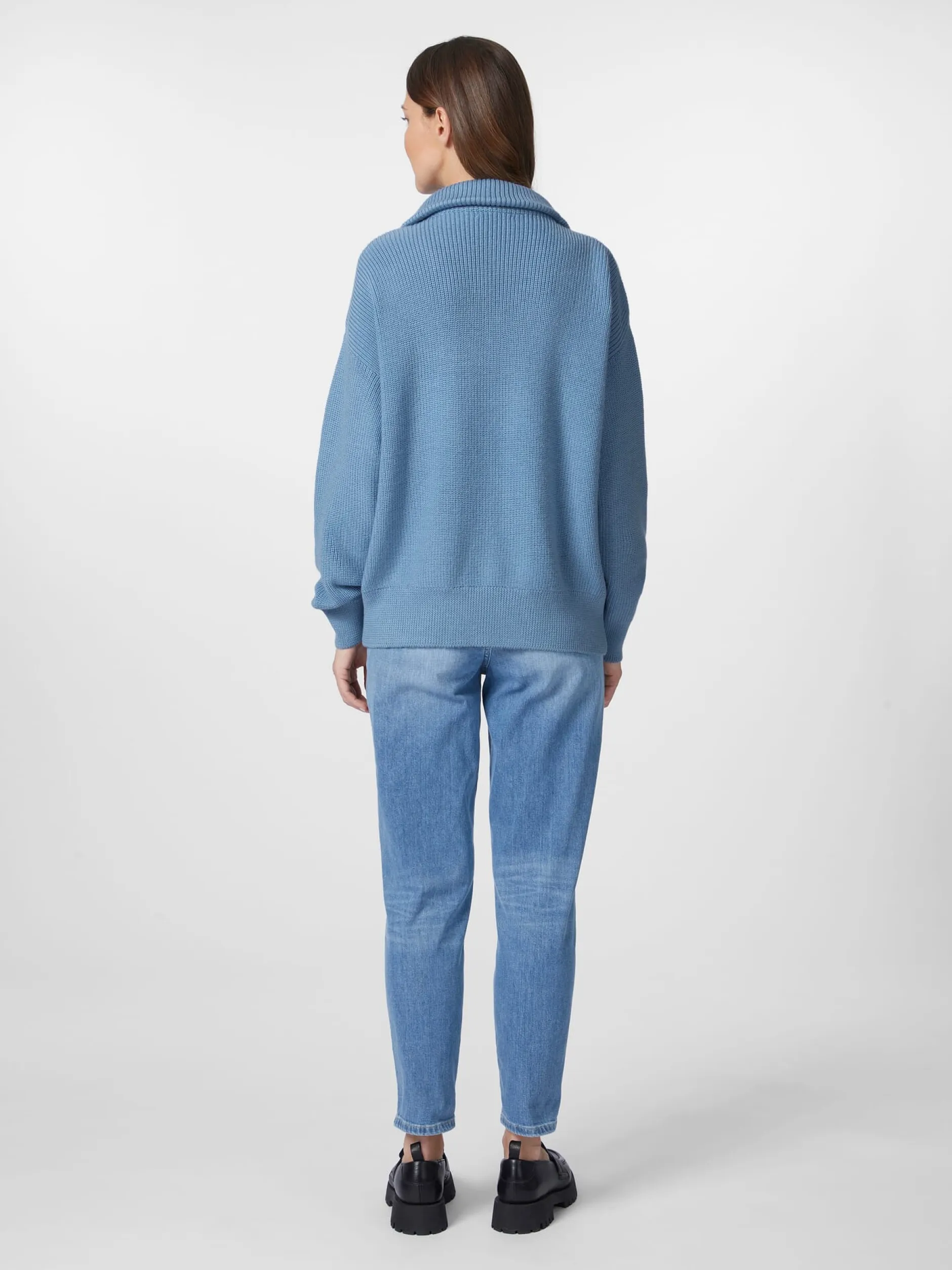 Knowledge Cotton Apparel Damen-Stricktroyer Mittelblau Discount