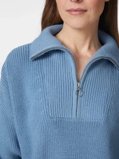 Knowledge Cotton Apparel Damen-Stricktroyer Mittelblau Discount