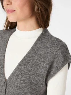 Les Racines du Ciel Damen-Strickweste Alpaka Taupe Online