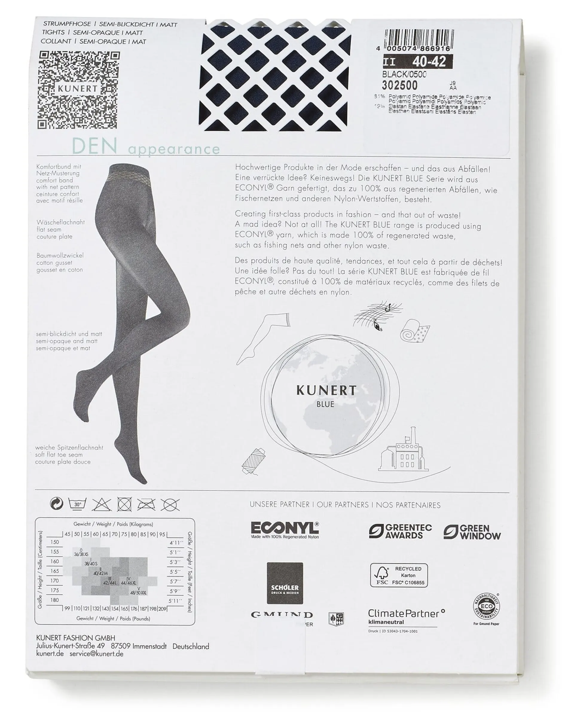 LANIUS Damenstrumpfhose Schwarz Hot