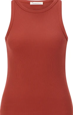 Knowledge Cotton Apparel Damentop Doppelripp Rostrot Sale