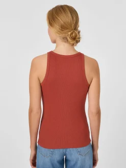 Knowledge Cotton Apparel Damentop Doppelripp Rostrot Sale