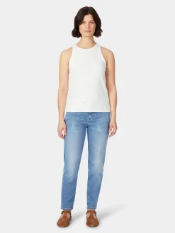 Knowledge Cotton Apparel Damentop Doppelripp Naturweiß Best