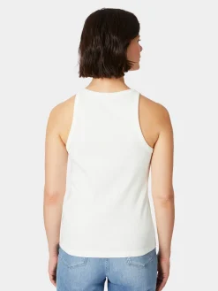 Knowledge Cotton Apparel Damentop Doppelripp Naturweiß Best