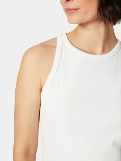 Knowledge Cotton Apparel Damentop Doppelripp Naturweiß Best