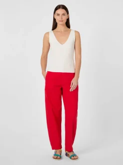 LANIUS Damentop Rippenstrick Weiß Discount